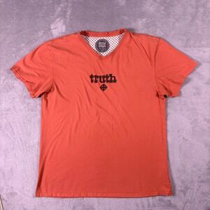 Life is Good TRUTH Good Vibes Graphic T-Shirt Orange Women's XL V-Neck Cotton